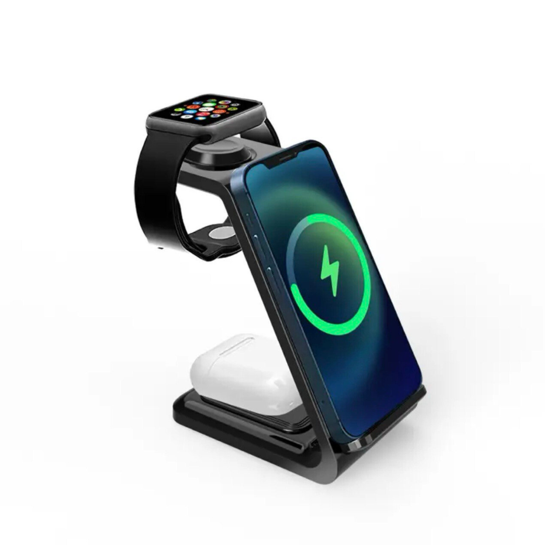 3-in-1 Wireless Fast Charging Station - Smartphone, Smartwatch and Headphones